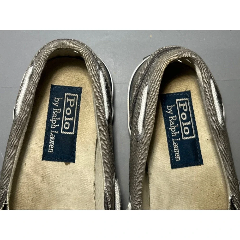 Polo Ralph Lauren Lander P Canvas Boat Shoes Mens 8D Taupe Brown 00001629 F13